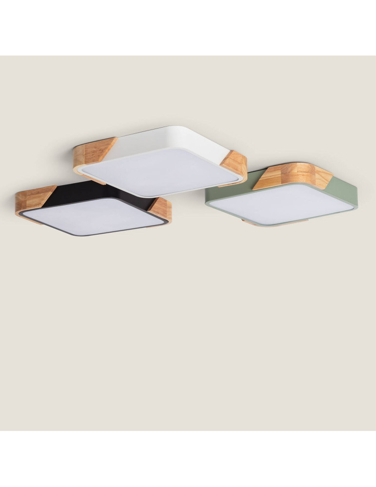 Plafonnier LED 18W Carré Bois 325x325 mm CCT Sélectionnable Semi-Dari