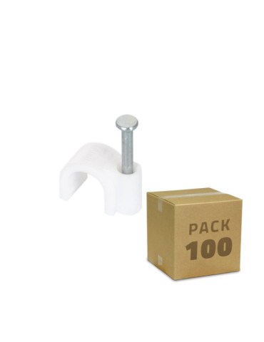 Pack de 100 Attaches Fixation Câble Blanc