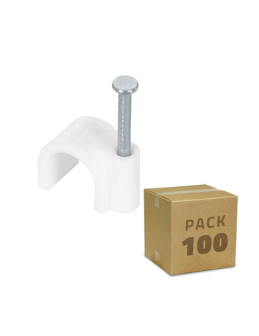 Pack de 100 Attaches Fixation Câble Blanc