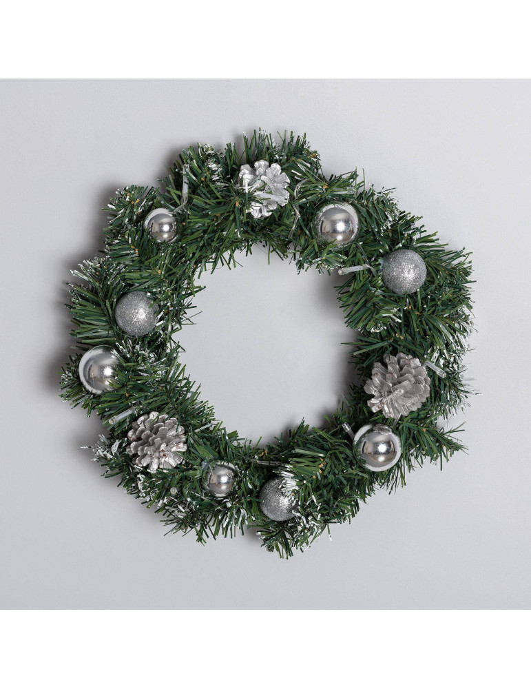 Couronne de Noël LED Décorative Argentée Karuna à Piles