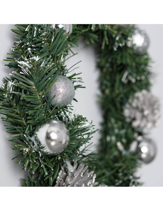 Couronne de Noël LED Décorative Argentée Karuna à Piles