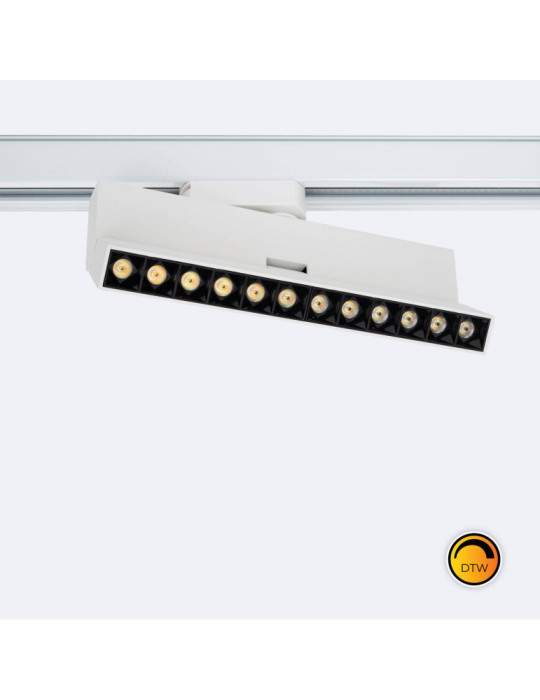 Spot Linéaire LED sur Rail Monophasé 12W CCT Dimmable Elegant Optic Blanc