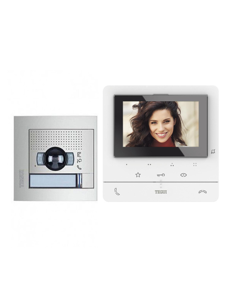 Kit Visiophone 1 Logement 2 Fils avec Panneau SFERA NEW et Moniteur Mains Libres CLASSE 100 V16E Avancé TEGUI 379115
