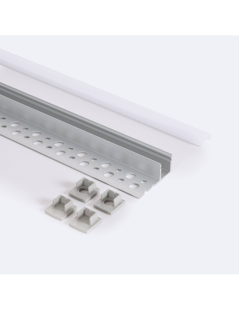Profilé Aluminium Intégration Plâtre/Placo avec Capot Continu pour Ruban LED jusqu'à 8 mm