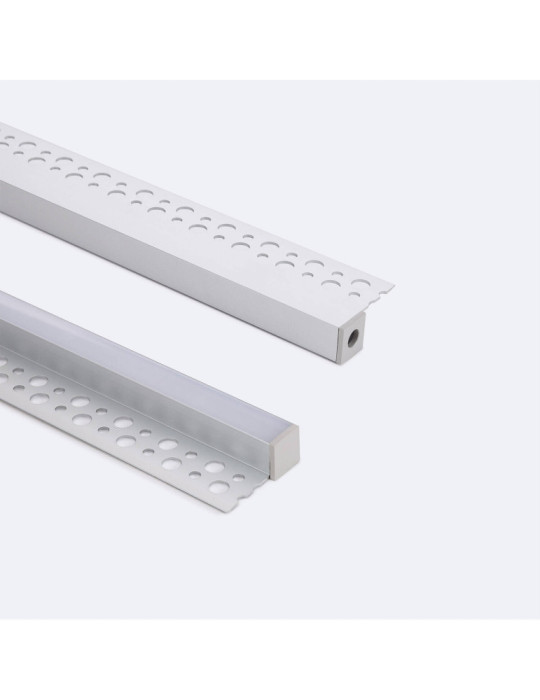 Profilé Aluminium Intégration Plâtre/Placo avec Capot Continu pour Ruban LED jusqu'à 8 mm