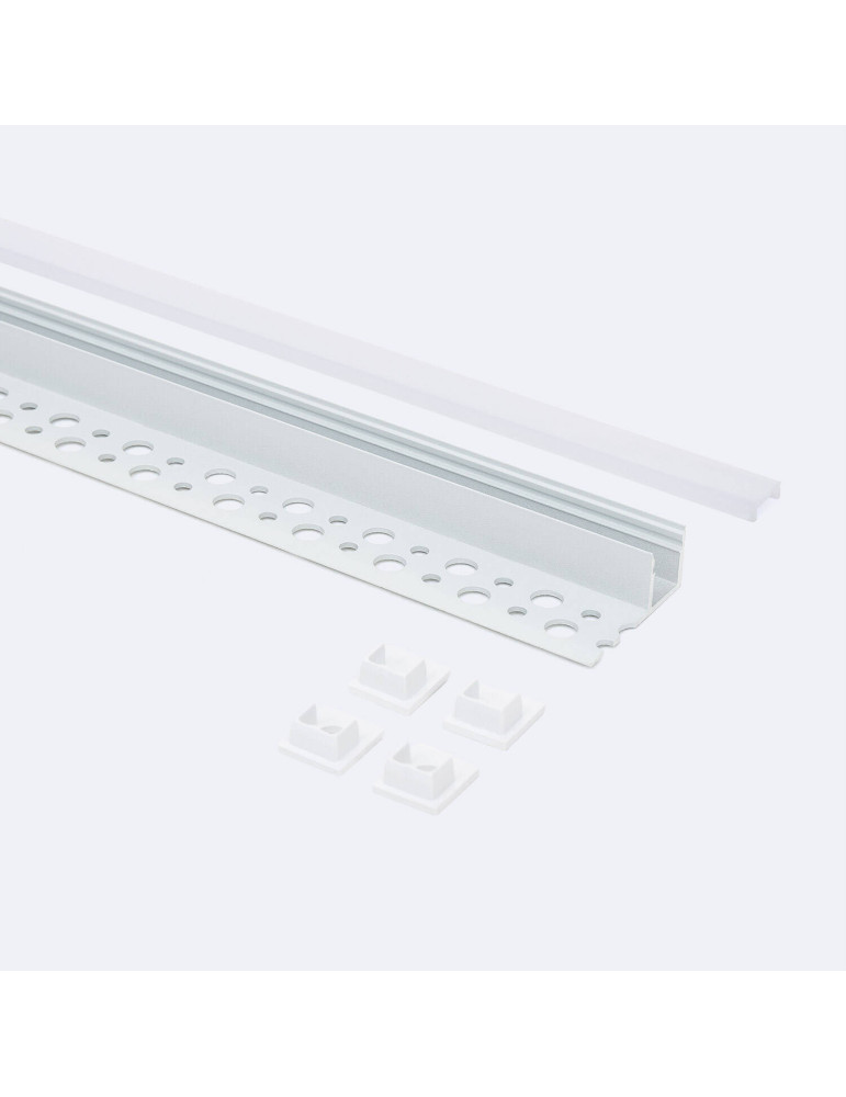 Profilé Aluminium Intégration Plâtre/Placo avec Capot Continu pour Ruban LED jusqu'à 8 mm