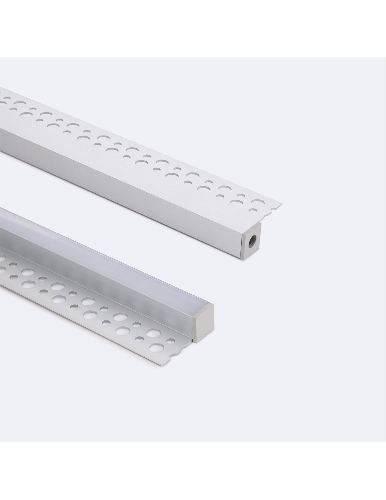 Profilé Aluminium Intégration Plâtre/Placo avec Capot Continu pour Ruban LED jusqu'à 8 mm