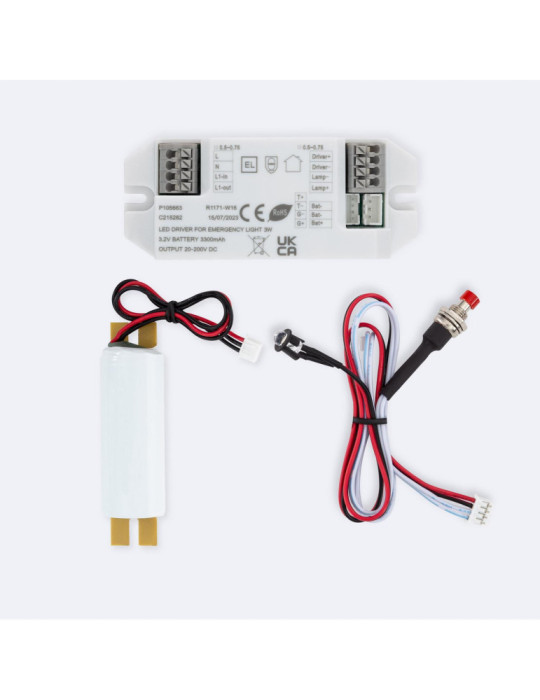 Driver avec Batterie pour Éclairage de Secours 20-200V DC 3W