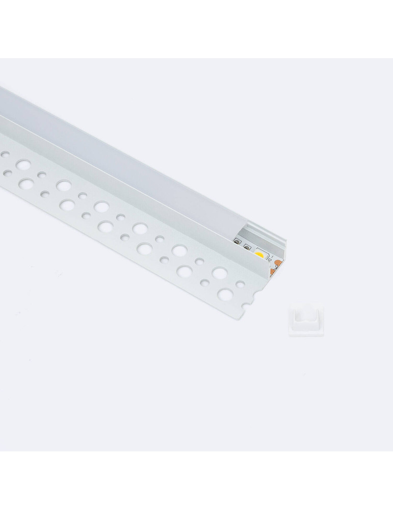 Profilé Aluminium Intégration Plâtre/Placo avec Capot Continu pour Ruban LED jusqu'à 8 mm