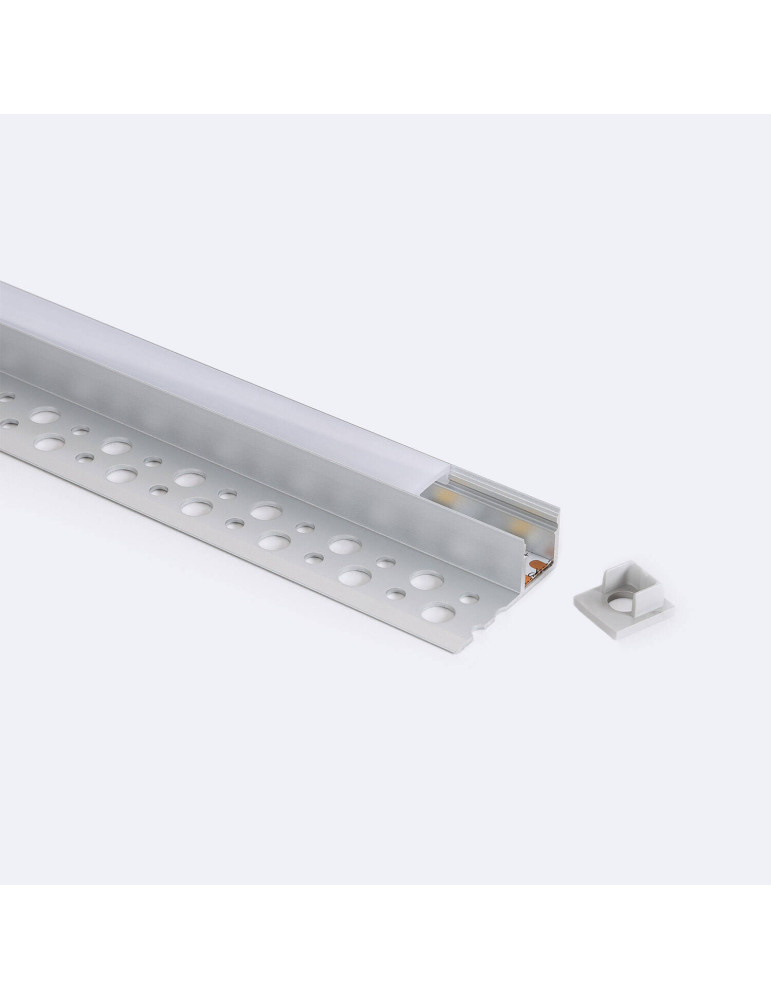 Profilé Aluminium Intégration Plâtre/Placo avec Capot Continu pour Ruban LED jusqu'à 8 mm