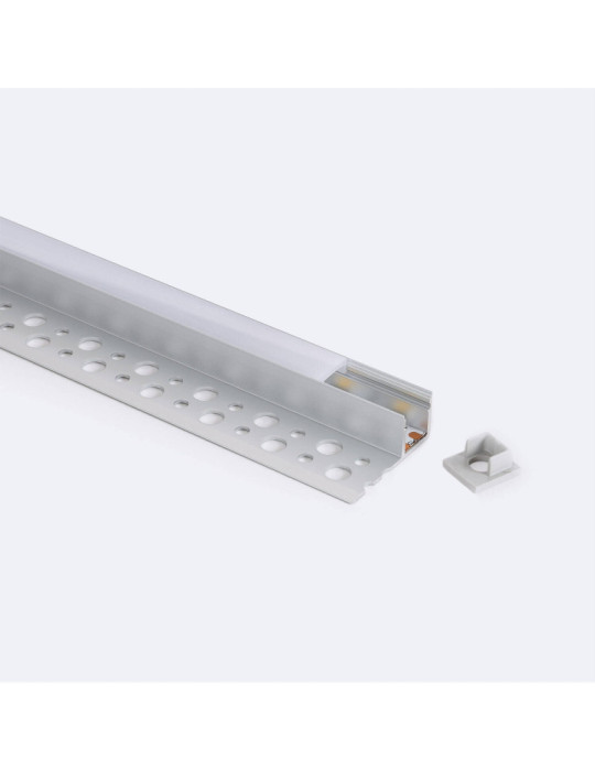 Profilé Aluminium Intégration Plâtre/Placo avec Capot Continu pour Ruban LED jusqu'à 8 mm