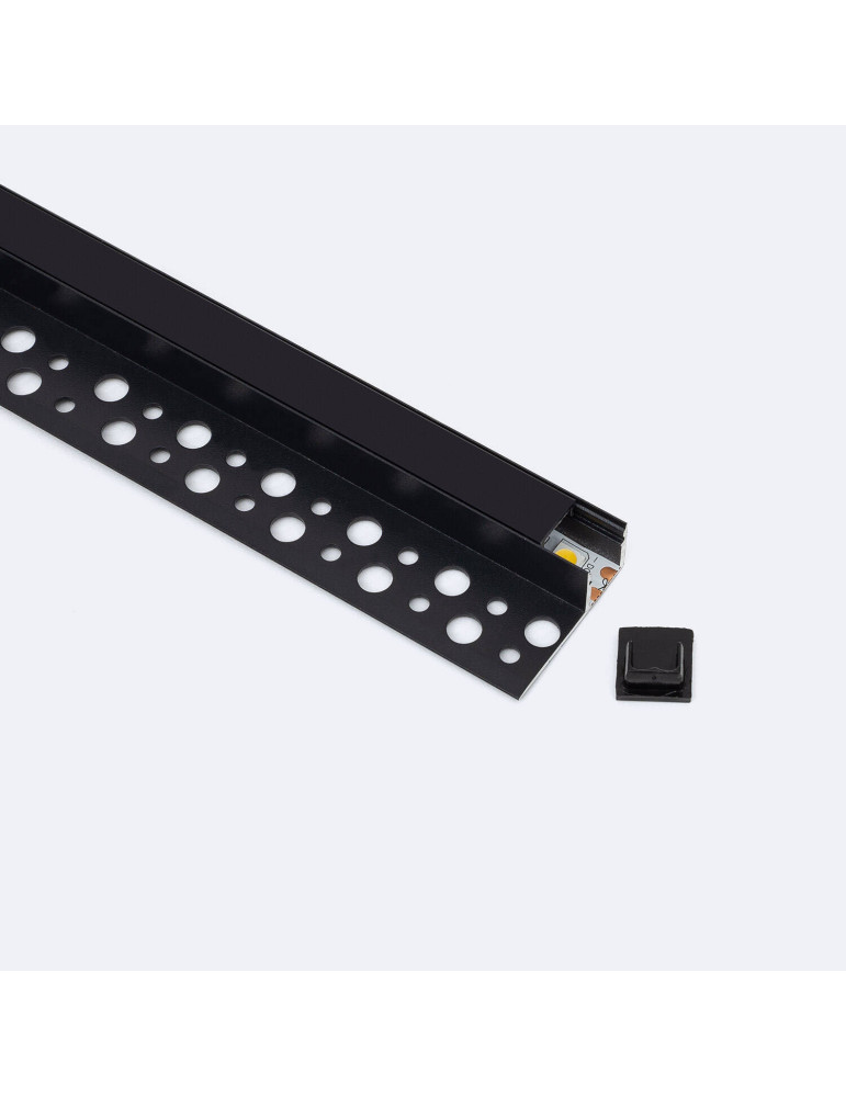 Profilé Aluminium Intégration Plâtre/Placo avec Capot Continu pour Ruban LED jusqu'à 8 mm