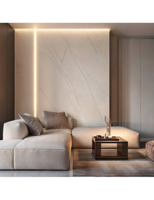 Profilé Aluminium Intégration Plâtre/Placo avec Capot Continu pour Ruban LED jusqu'à 8 mm