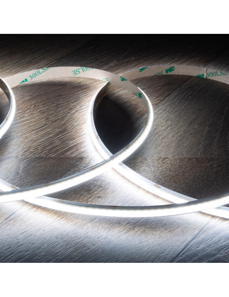 Ruban LED 24V DC WCOB 256 LED/m 5m IP20 CRI90 Largeur 8mm coupe tous les 3