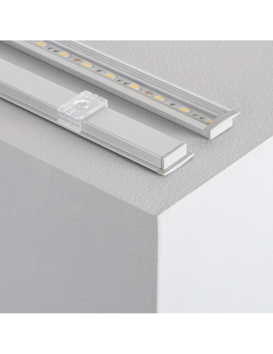 Profilé Aluminium Encastrable avec Capot Continu pour Ruban LED jusqu'à 12mm