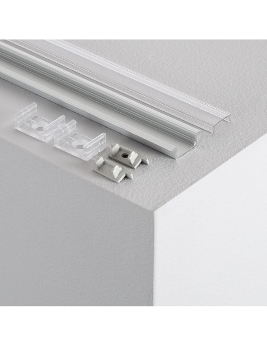 Profilé Aluminium Encastrable avec Capot Continu pour Ruban LED jusqu'à 12mm