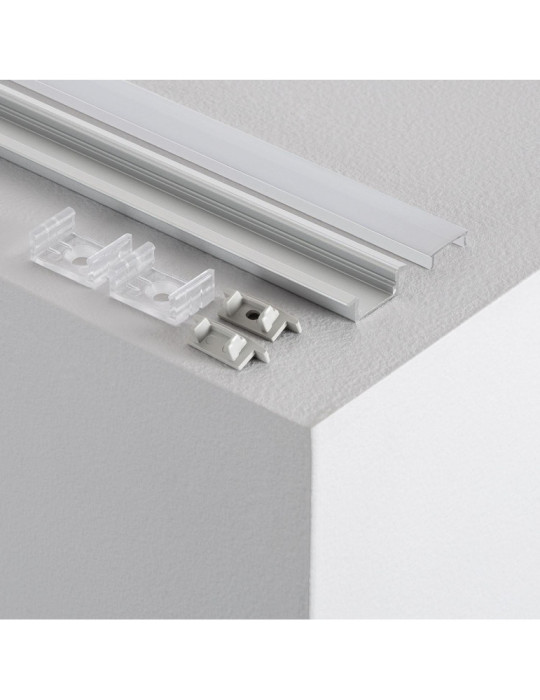 Profilé Aluminium Encastrable avec Capot Continu pour Ruban LED jusqu'à 12mm