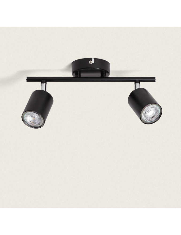 Plafonnier Orientable Métal 2 Spots Albus Black pour Ampoule GU10