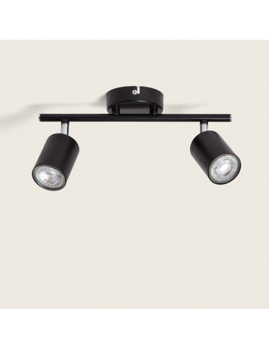 Plafonnier Orientable Métal 2 Spots Albus Black pour Ampoule GU10