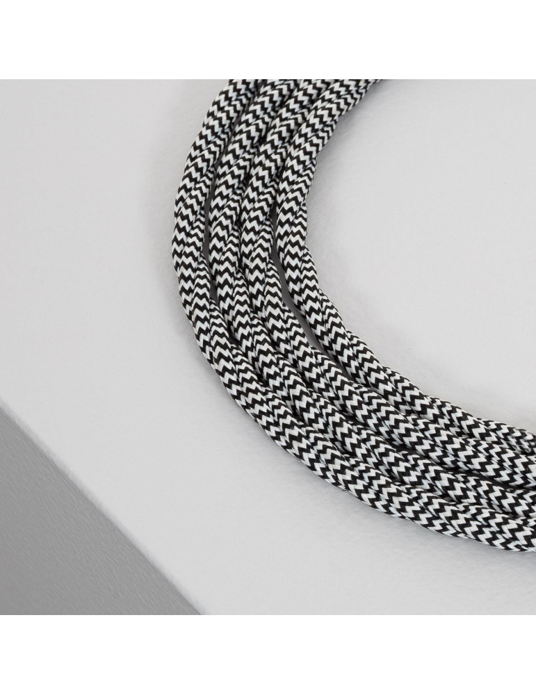 Câble Électrique Textile Tressé Blanc et Noir