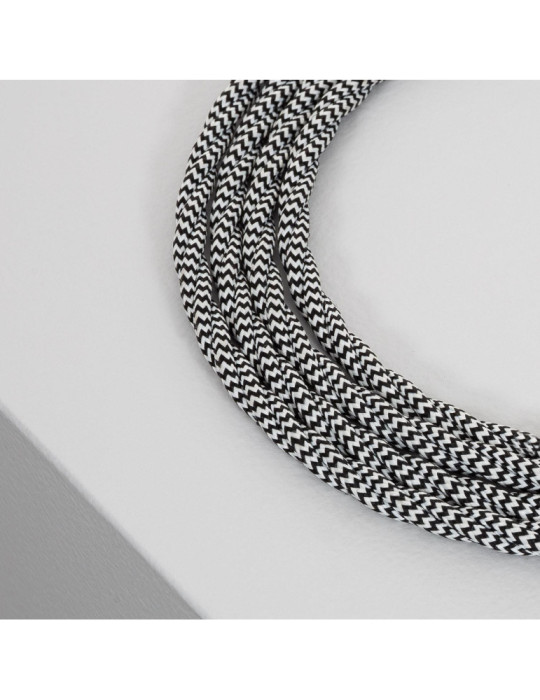 Câble Électrique Textile Tressé Blanc et Noir