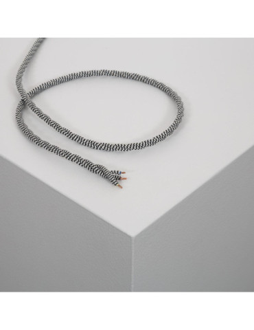 Câble Électrique Textile Tressé Blanc et Noir