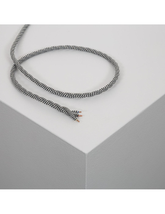 Câble Électrique Textile Tressé Blanc et Noir