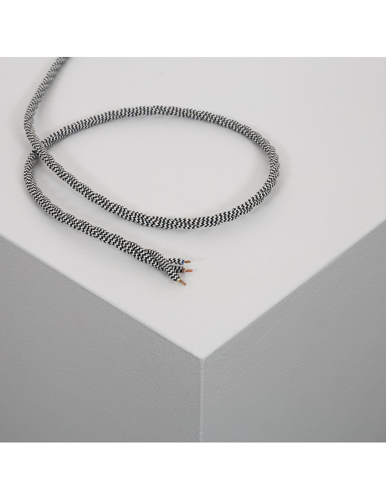 Câble Électrique Textile Tressé Blanc et Noir