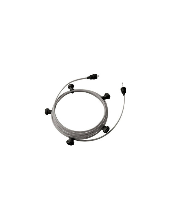 Guirnalda Exterior Lumet System 7.5m con 5 Portalámparas E27 Negro Creative-Cables CATE27N075 Guirnalda Exterior Lumet System 7.5m con 5 Portalámparas E27 Negro Creative-Cables CATE27N075