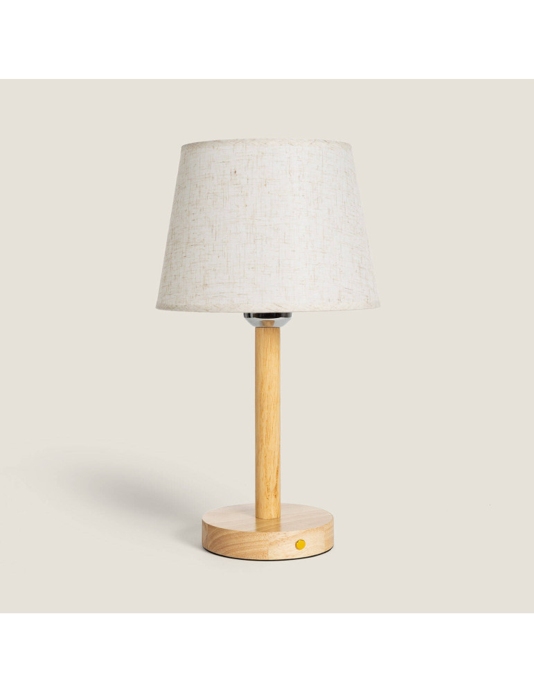 Lampe à Poser LED Bois 1W Portable avec Batterie USB Rechargeable Rowy