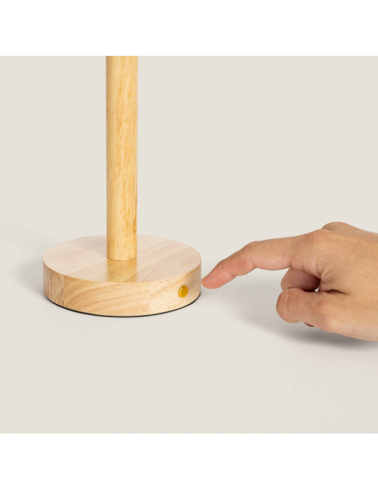 Lampe à Poser LED Bois 1W Portable avec Batterie USB Rechargeable Rowy