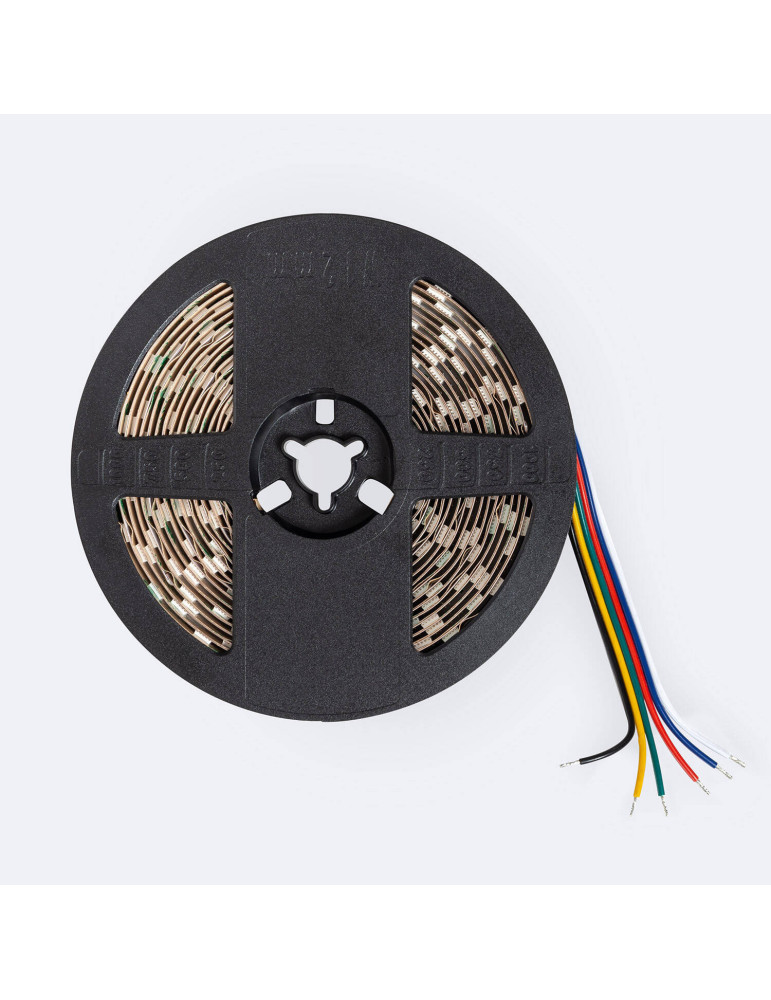 Ruban LED RGBWW 24V DC 60LED/m 5m IP20 Largeur 12mm coupe tous les 10 cms