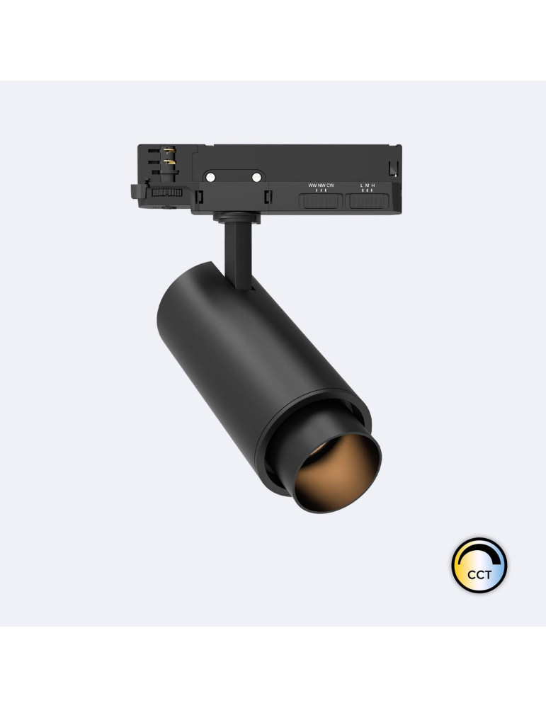 Spot LED Fasano Cylindre 30W CCT pour Rail Triphasé Dimmable Noir Spot LED Fasano Cylindre 30W CCT pour Rail Triphasé Dimmable Noir