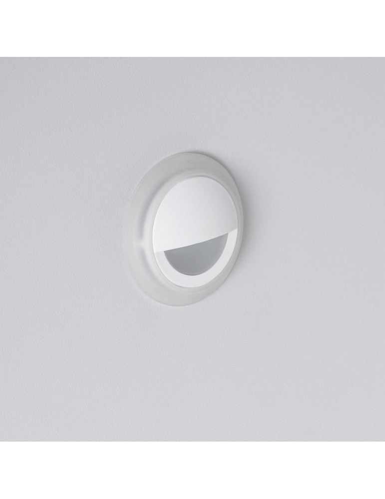 Balise Extérieure Murale LED Encastrable 3W Ronde Occulare Blanche