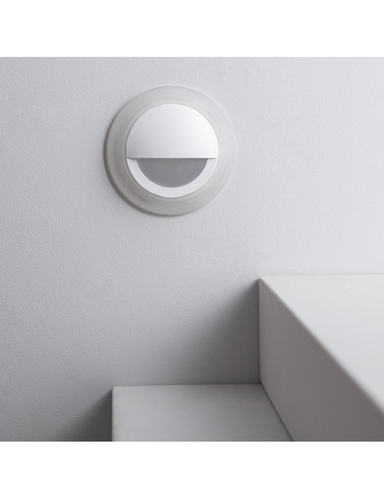 Balise Extérieure Murale LED Encastrable 3W Ronde Occulare Blanche