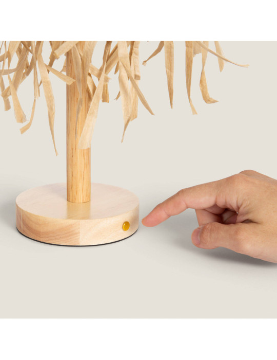 Lampe à Poser LED Bois 1W Portable avec Batterie USB Rechargeable Soure