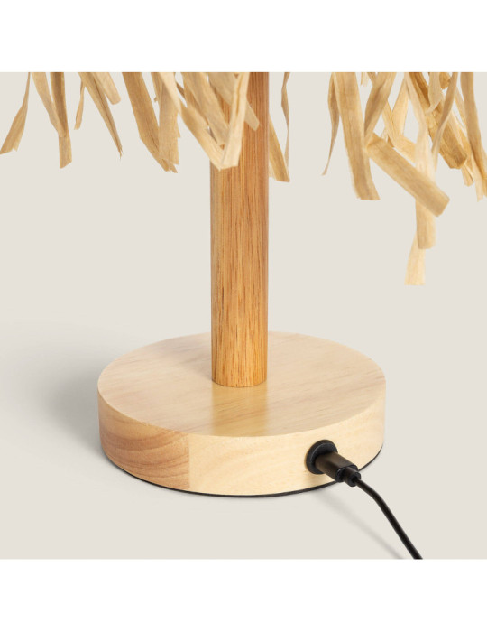 Lampe à Poser LED Bois 1W Portable avec Batterie USB Rechargeable Soure