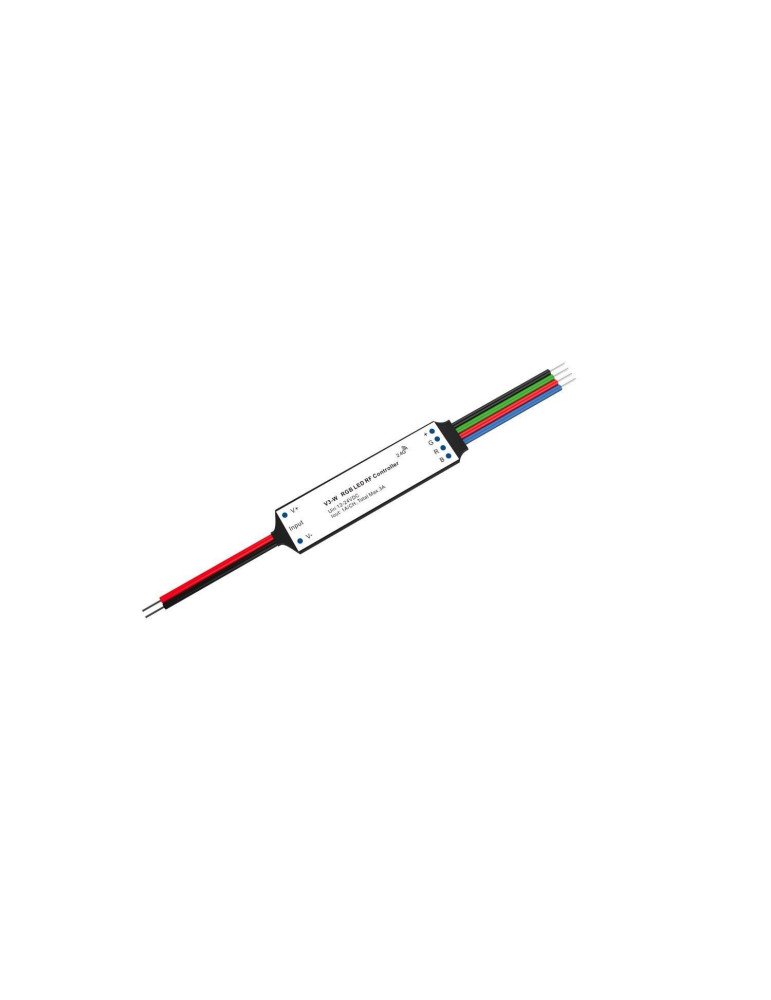 Mini Contrôleur Variateur Ruban LED 12/24V DC RGB compatible avec Télécommande RF Mini Contrôleur Variateur Ruban LED 12/24V DC RGB compatible avec Télécommande RF