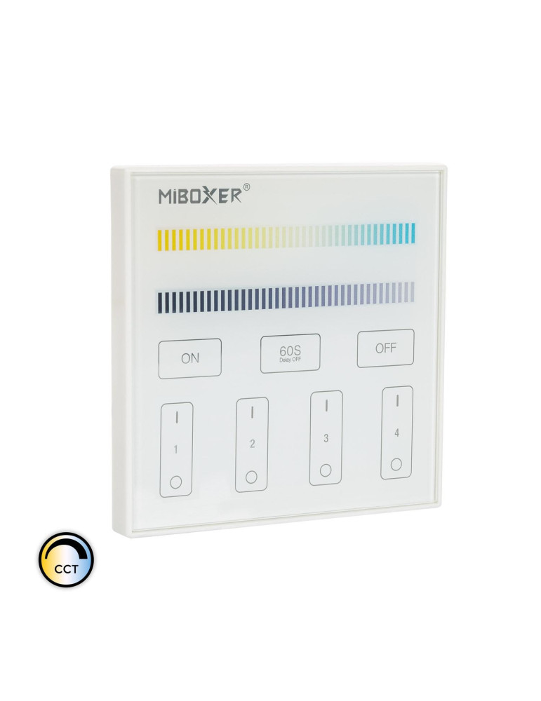 Télécommande Murale RF 220-240V AC pour Variateur LED CCT 4 Zones RF MiBoxer T2