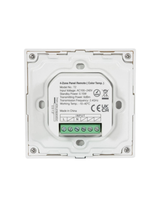 Télécommande Murale RF 220-240V AC pour Variateur LED CCT 4 Zones RF MiBoxer T2