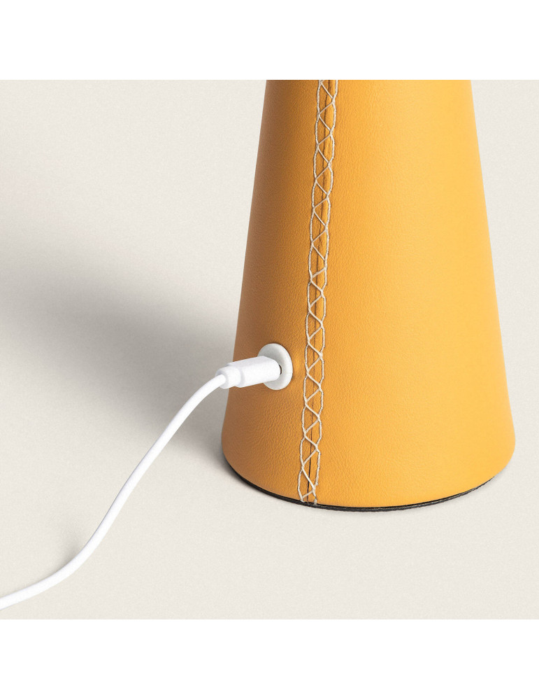 Lampe à Poser LED 3W Portable Cuir et Métal avec Batterie USB Rechargeable Nhalma