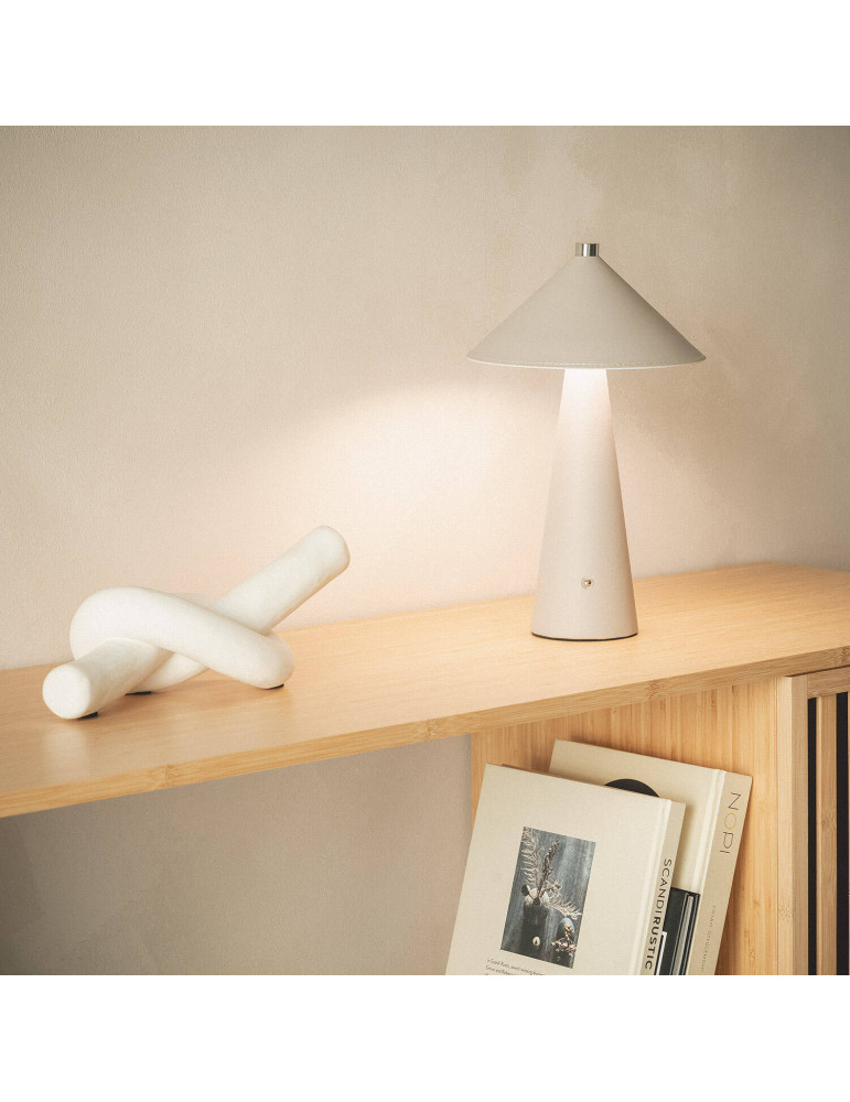 Lampe à Poser LED 3W Portable Cuir et Métal avec Batterie USB Rechargeable Nhalma