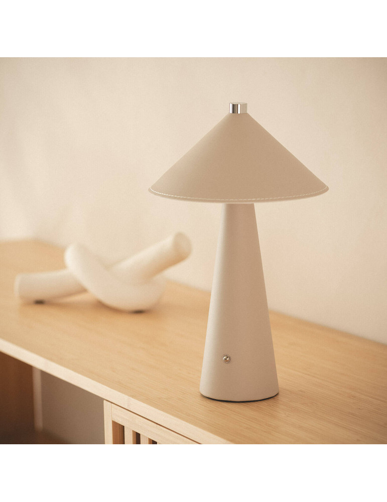 Lampe à Poser LED 3W Portable Cuir et Métal avec Batterie USB Rechargeable Nhalma