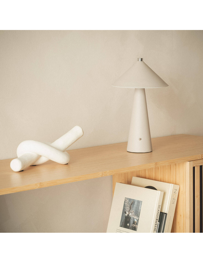 Lampe à Poser LED 3W Portable Cuir et Métal avec Batterie USB Rechargeable Nhalma