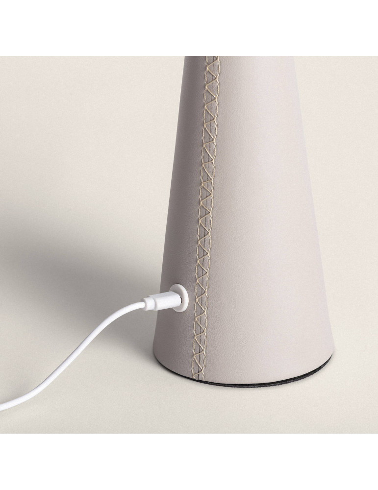 Lampe à Poser LED 3W Portable Cuir et Métal avec Batterie USB Rechargeable Nhalma