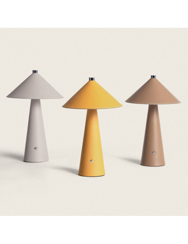 Lampe à Poser LED 3W Portable Cuir et Métal avec Batterie USB Rechargeable Nhalma