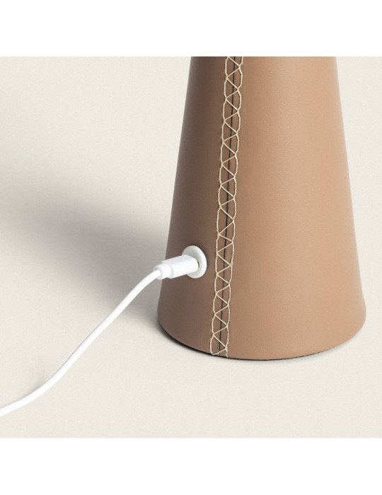 Lampe à Poser LED 3W Portable Cuir et Métal avec Batterie USB Rechargeable Nhalma