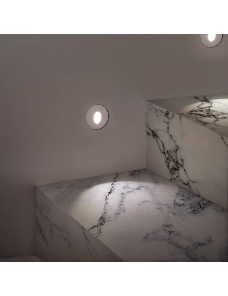 Balise LED Encastrable au Mur Ronde Blanche Adam