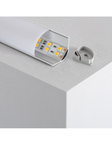 Profilé Aluminium Angle Rond avec Capot Continu pour Ruban LED jusqu'à 20 mm