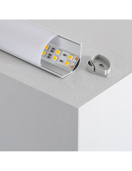 Profilé Aluminium Angle Rond avec Capot Continu pour Ruban LED jusqu'à 20 mm